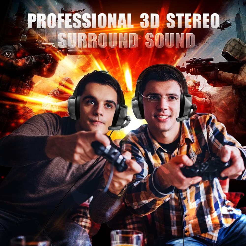 Gaming Headset for PS4, Xbox One, PC, Surround Sound Over Ear Headphones with Noise Canceling Microphone B635