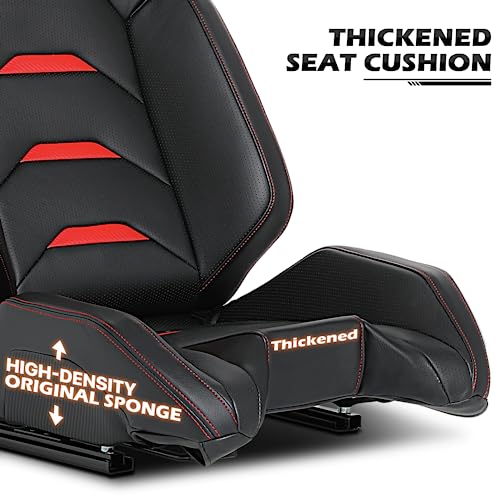 Reclinable PVC Racing Seat with Adjustable Slide Red G743878