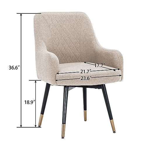 Swivel Dining Chairs with Arms Set of 2, Upholstered Accent Chairs for Kitchen and Living Room, Gray O2397