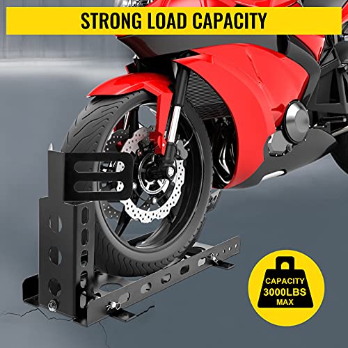 Motorcycle Front Tire Chock, 3000 lbs Capacity, Upright Stand for 14"-22" Wheels C8849
