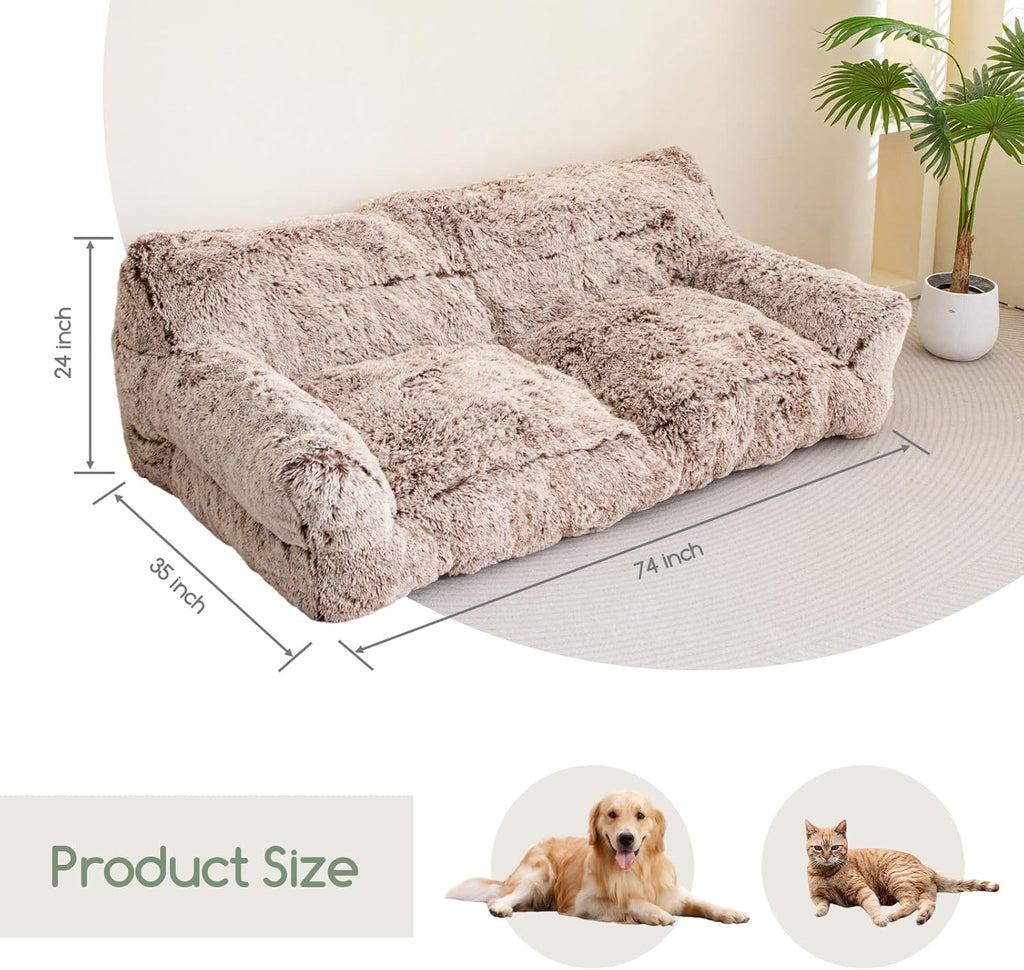 Giant Human Dog Sofa Bed, Comfy Floor Couch with Foam Support Mat, Faux Fur G831