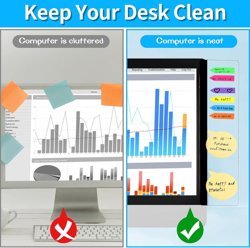 Acrylic Monitor Memo Board, 4 Pack Desktop Sticky Note Holder B635214