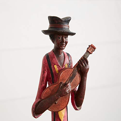 Polystone Musician Decorative Sculpture Tall Long Legged Jazz Band Home Decor Statues with Black Base Stand, Set of 4 Accent Figurines B370