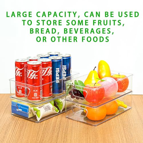 Stackable Clear Plastic Pantry Organizer Bins for Kitchen, Fridge, and Cabinet Storage P3917