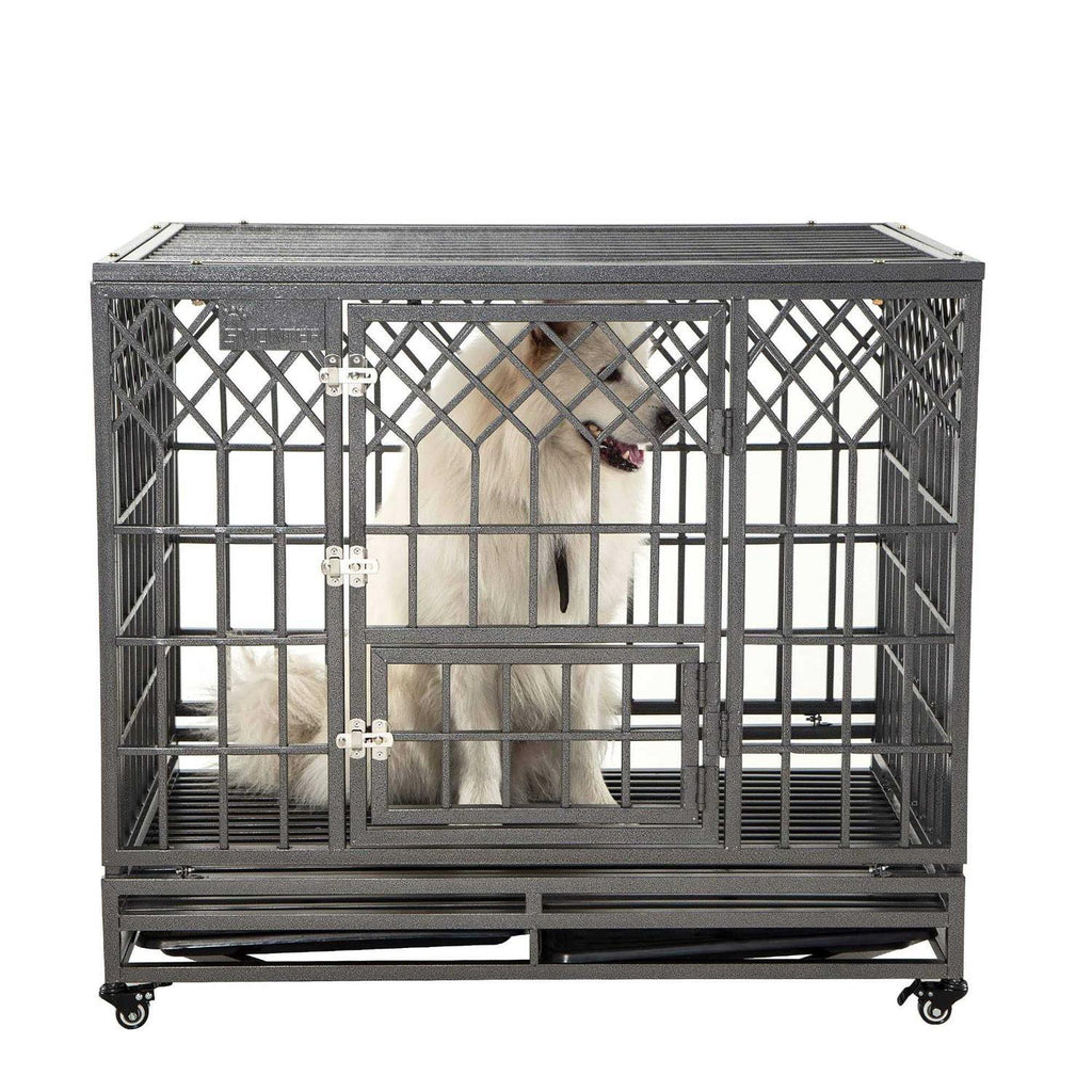 SMONTER Heavy Duty Strong Metal Dog Cage Pet Kennel Crate Playpen Wheels - Pet Supplies online store