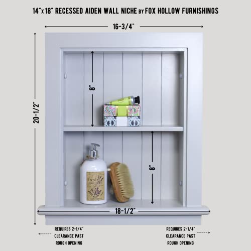 Recessed Wall Niche Medicine Cabinet Replacement, Real Wood, Light Gray E9663