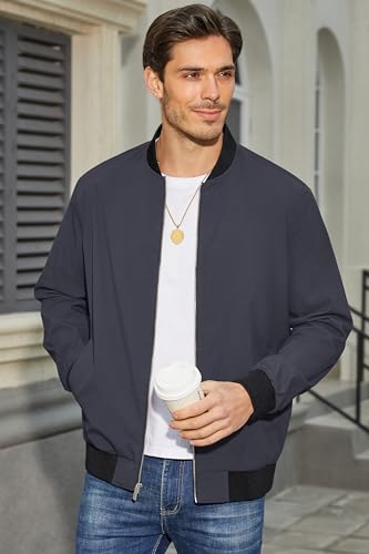 Men's Bomber Jacket Lightweight Full Zip Windbreaker G802405