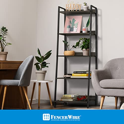 5 Tier Ladder Bookshelf, 24 Inch Wide, Freestanding Bookcase for Home Office, Living Room, Kitchen F694