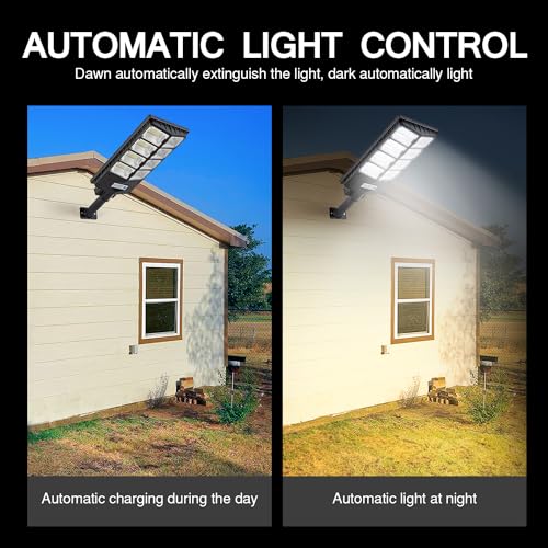 Solar Street Lights Outdoor Waterproof, Dusk to Dawn with Motion Sensor H63639