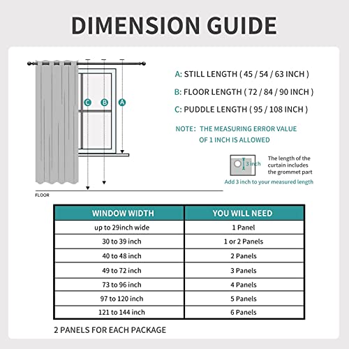 Blackout Curtains 108 Inch Length 2 Panels, Thermal Insulated, Room Darkening Grommet Drapes for Bedroom Living Room U463796