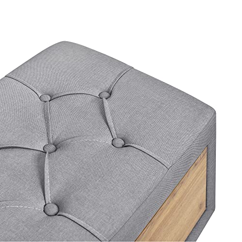Upholstered Storage Ottoman Bench with 2 Drawers, Gray Y784182