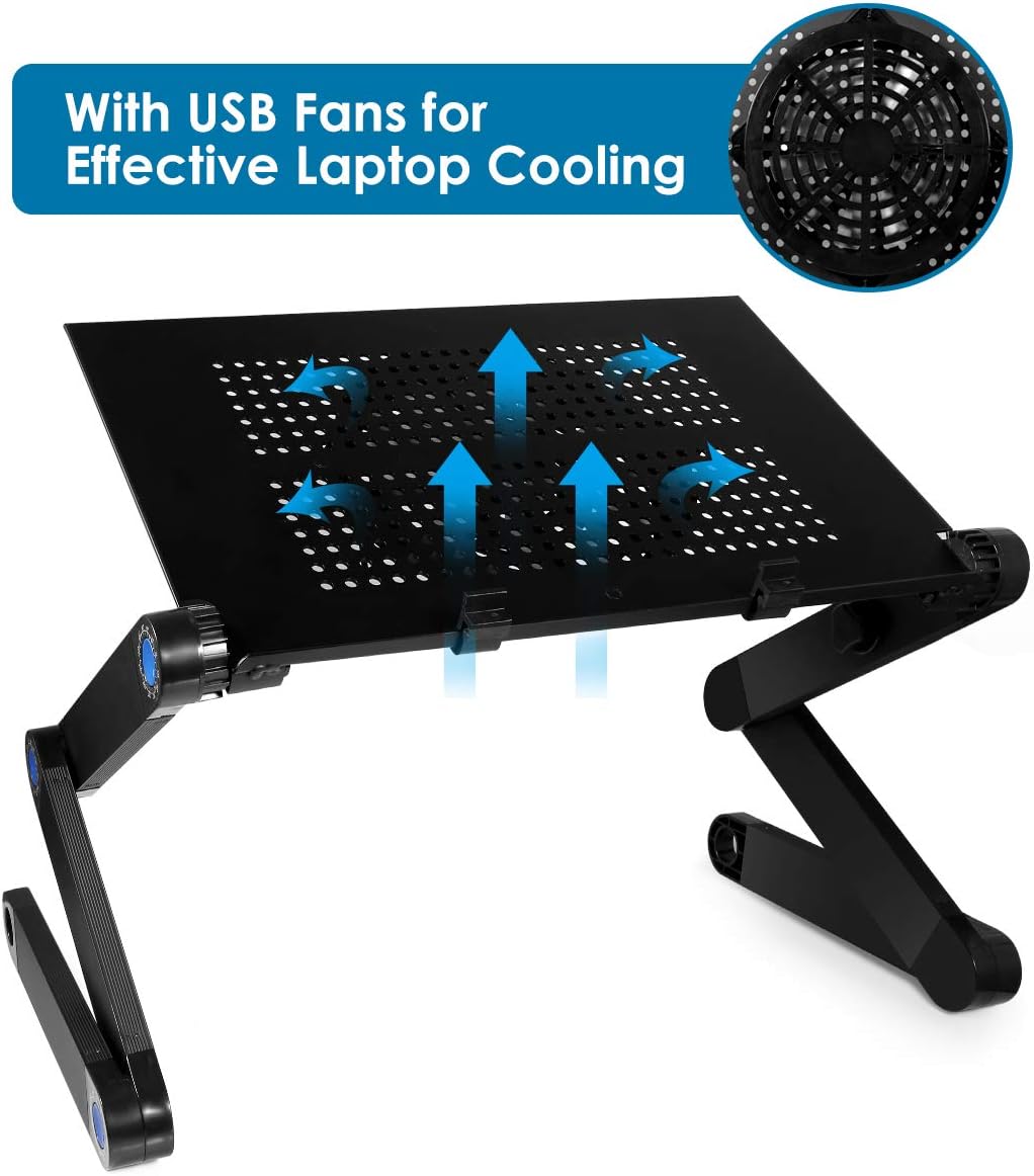 Foldable Aluminum Laptop Desk with Cooling Fan and Mouse Pad E7211