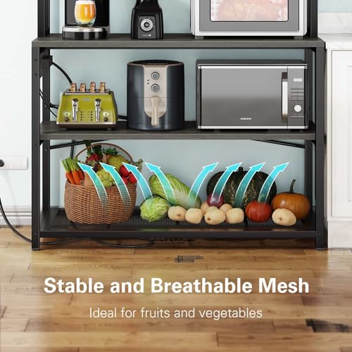 39.4 Inch Wide 5-Tier Bakers Rack with 3 Power Outlets and Storage B3817
