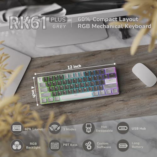 Wireless 60% Mechanical Gaming Keyboard, Hot Swappable RGB, Bluetooth/2.4G/USB X692