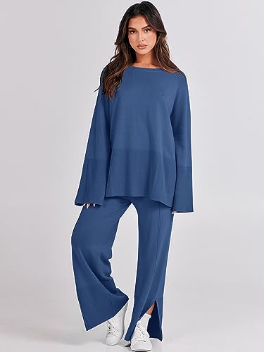 Women's 2 Piece Knit Sweater Set with Wide Leg Pants S675