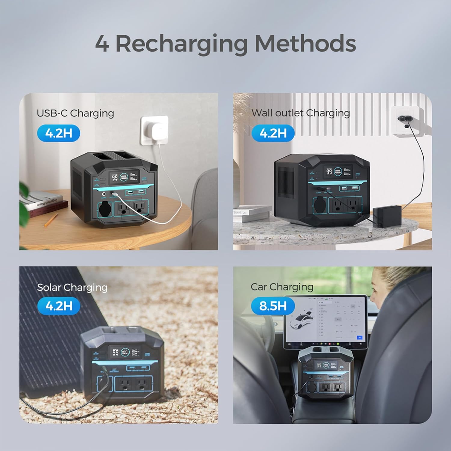 Portable Power Station 222Wh Backup Lithium Battery with AC Outlets for Camping Travel F336594