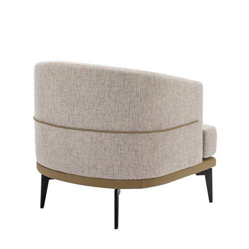 Accent Barrel Chair with Linen and PU, Metal Legs F608076