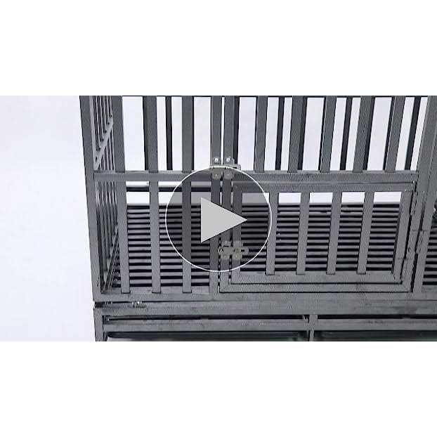 Heavy Duty Metal Dog Cage Pet Kennel Crate with Wheels L966514