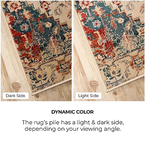 Indoor Area Rug or Runner, Patchwork Rustic Leaves Floor Decor, Soft Plush, 4ft x 6ft U1058