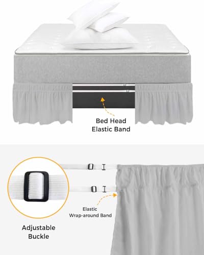 Cal King Bed Skirt 18 Inch Drop, Elastic Wrap Around Dust Ruffle Z8805