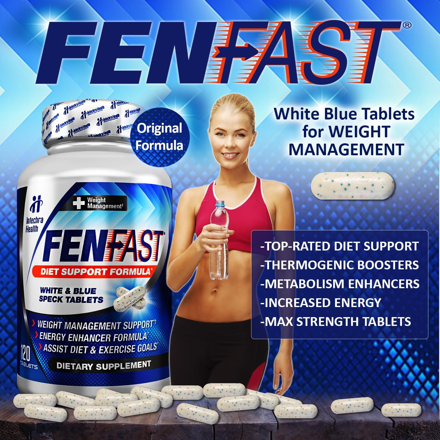 Fast Diet Pills for Weight Management with Energy Boost, 120 Tablets T50400