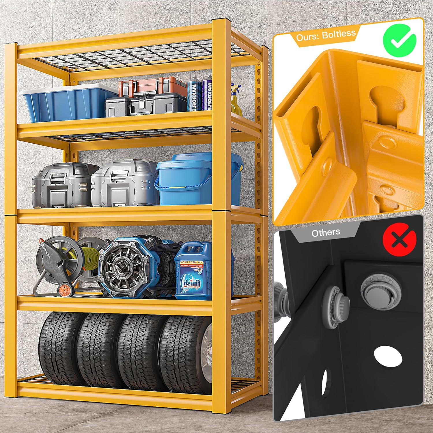 Heavy Duty 5-Tier Garage Shelving Unit, Adjustable Metal Storage Rack W740935