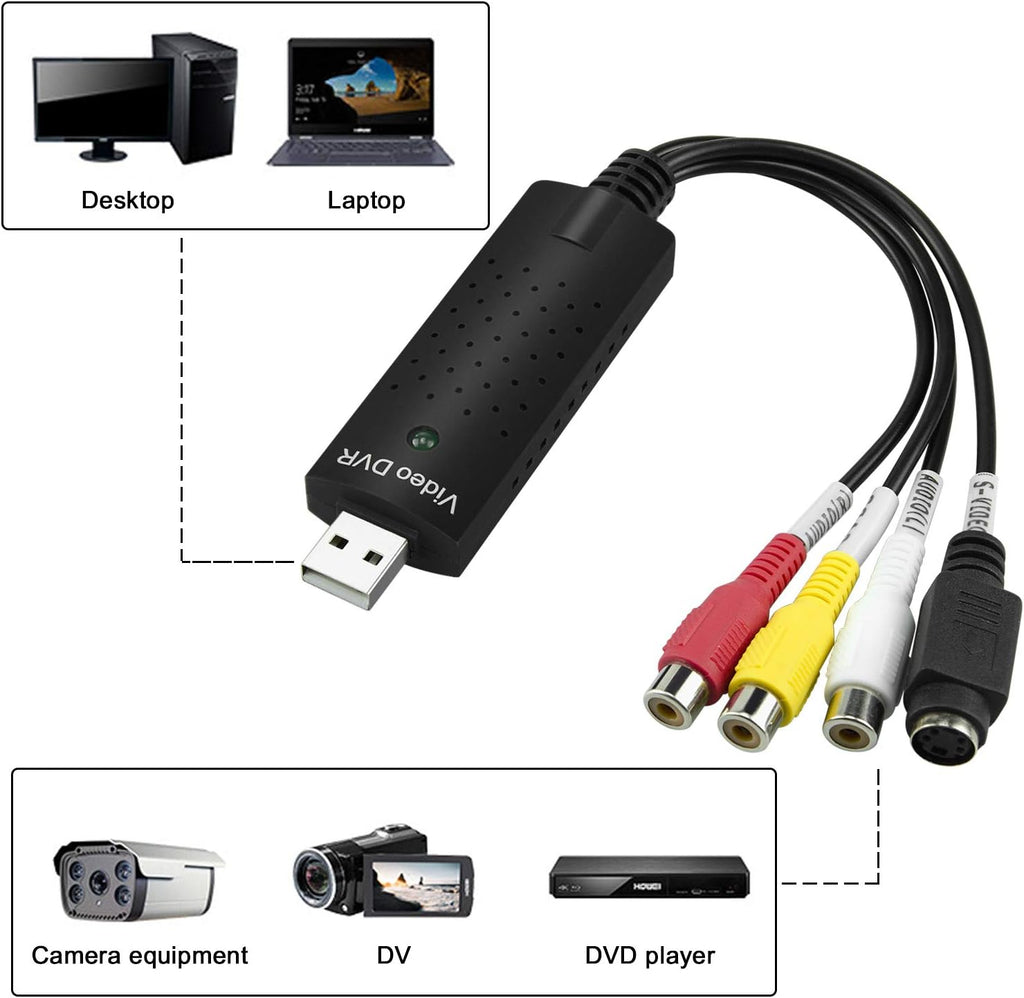 USB 2.0 Video Capture Card for VHS VCR to Digital Converter P734480