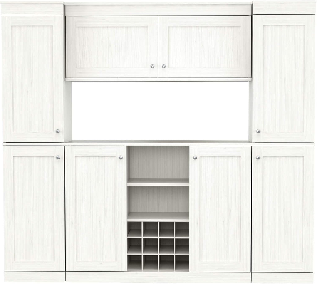 Shaker Style 4-Piece Buffet Storage System with 2 Tall Cabinets, Washed Oak R39755