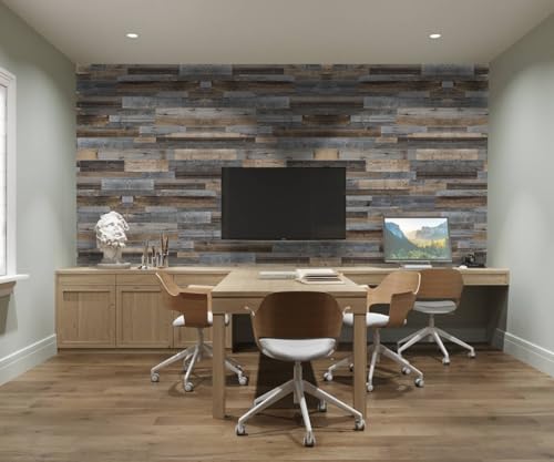 3D Vintage Barnwood Wall Panels, Brown, 30 sq ft T38378