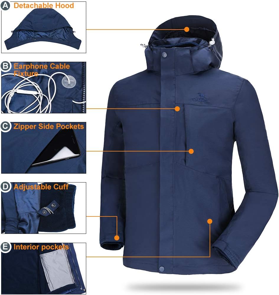 Men's Mountain Ski Jacket 3 in 1 Waterproof Warm Hooded Winter Coat O51705