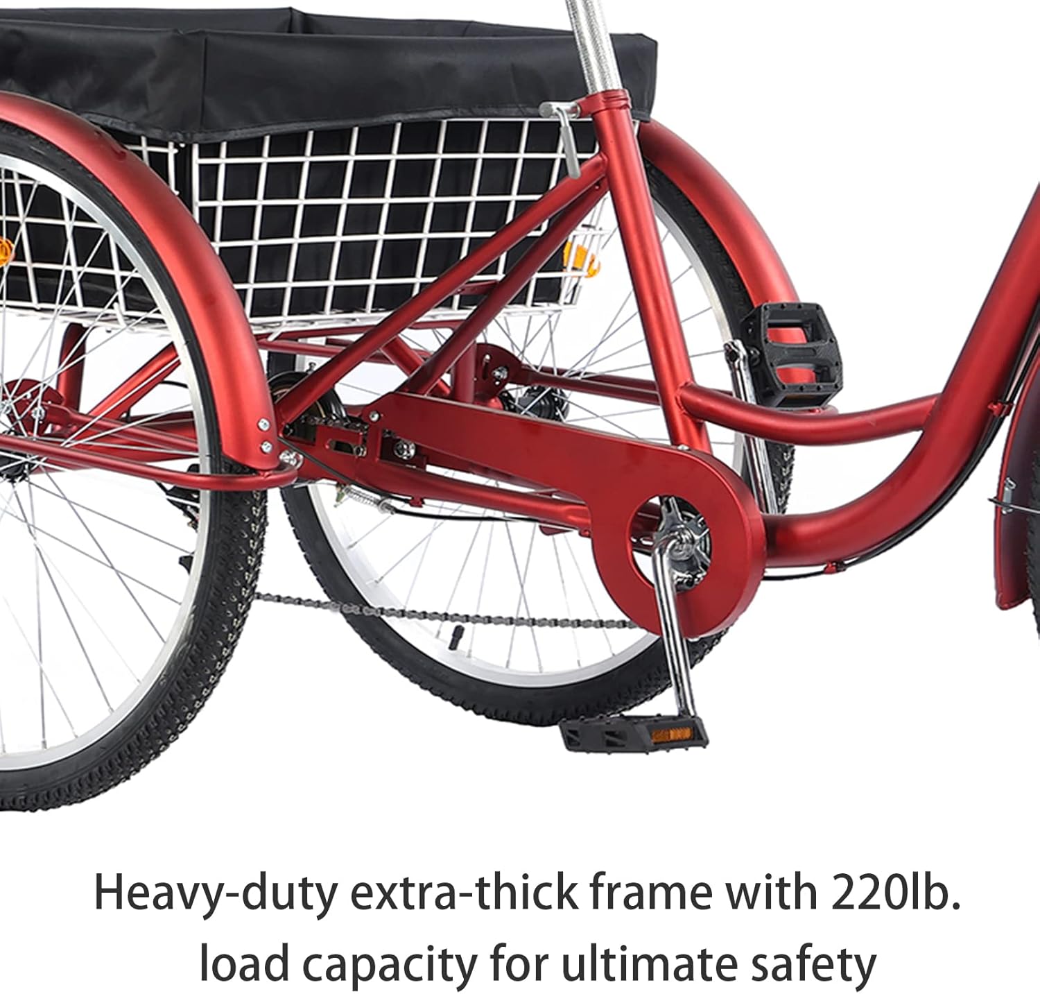 Adult Tricycle 7 Speed 26 Inch Three Wheel Bike with Large Basket S142359