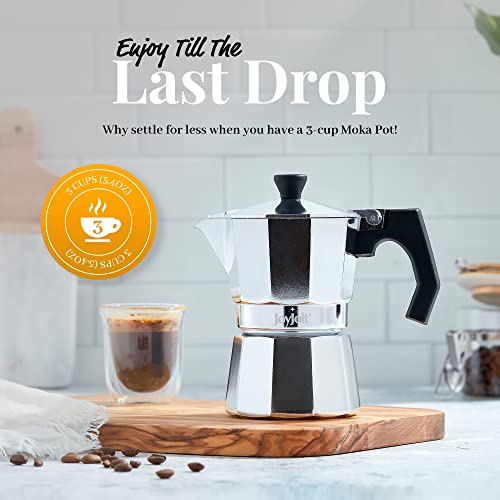 Stovetop Espresso Maker 3 Cup Aluminum Coffee Percolator with Heat Resistant Handles P853701