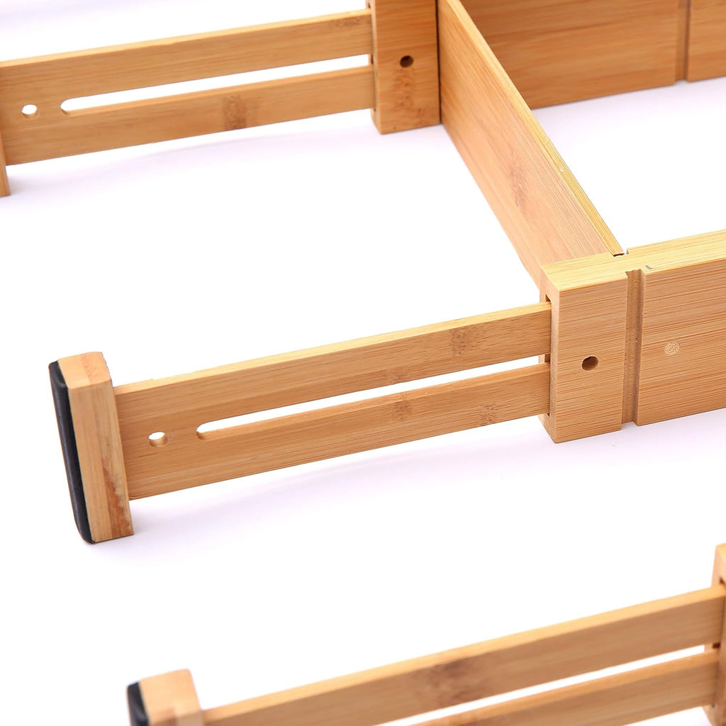 Bamboo Drawer Dividers with 9 Inserts, Expandable, 4 Pack P2038