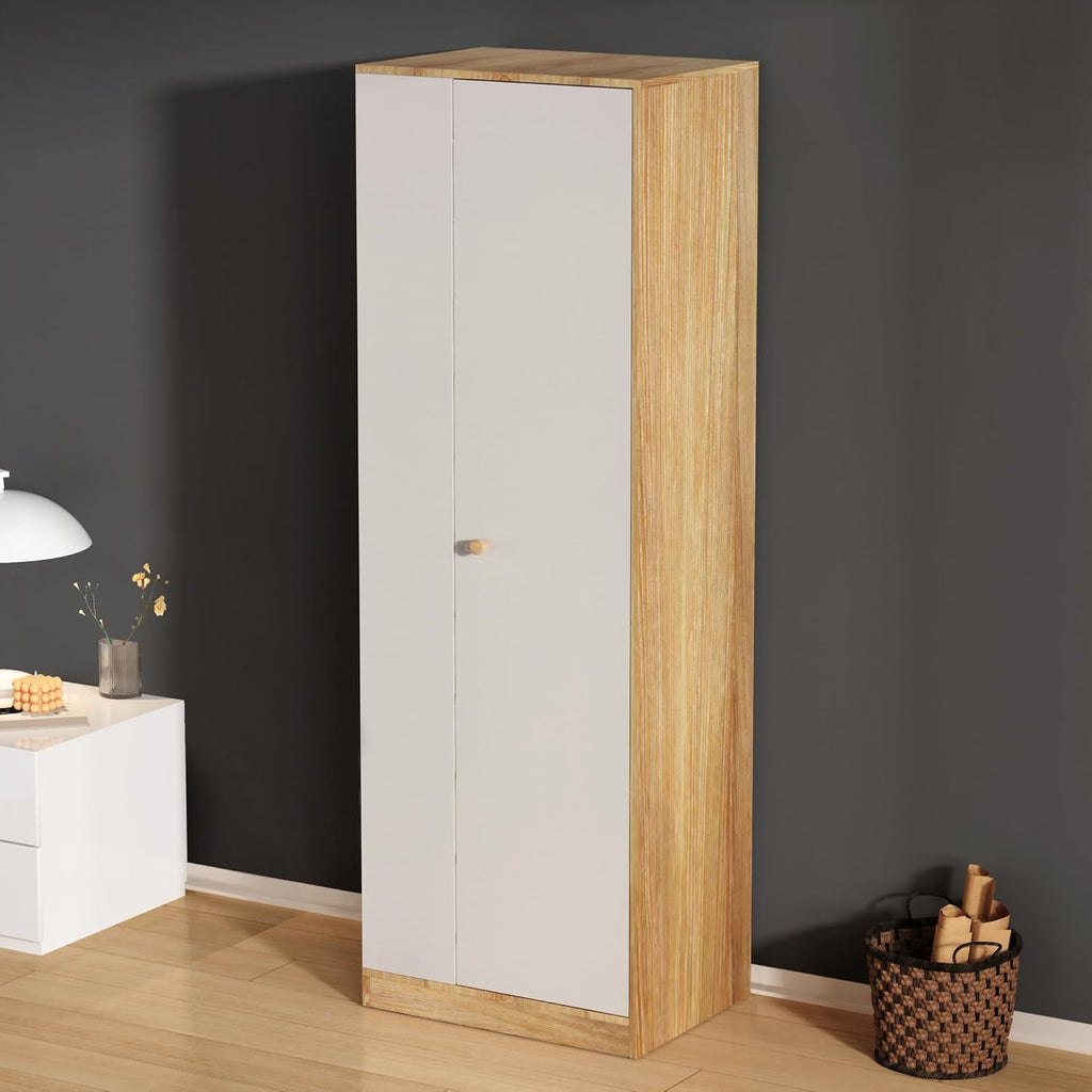 White Wardrobe Closet with Hanging Rail for Small Apartments S99266