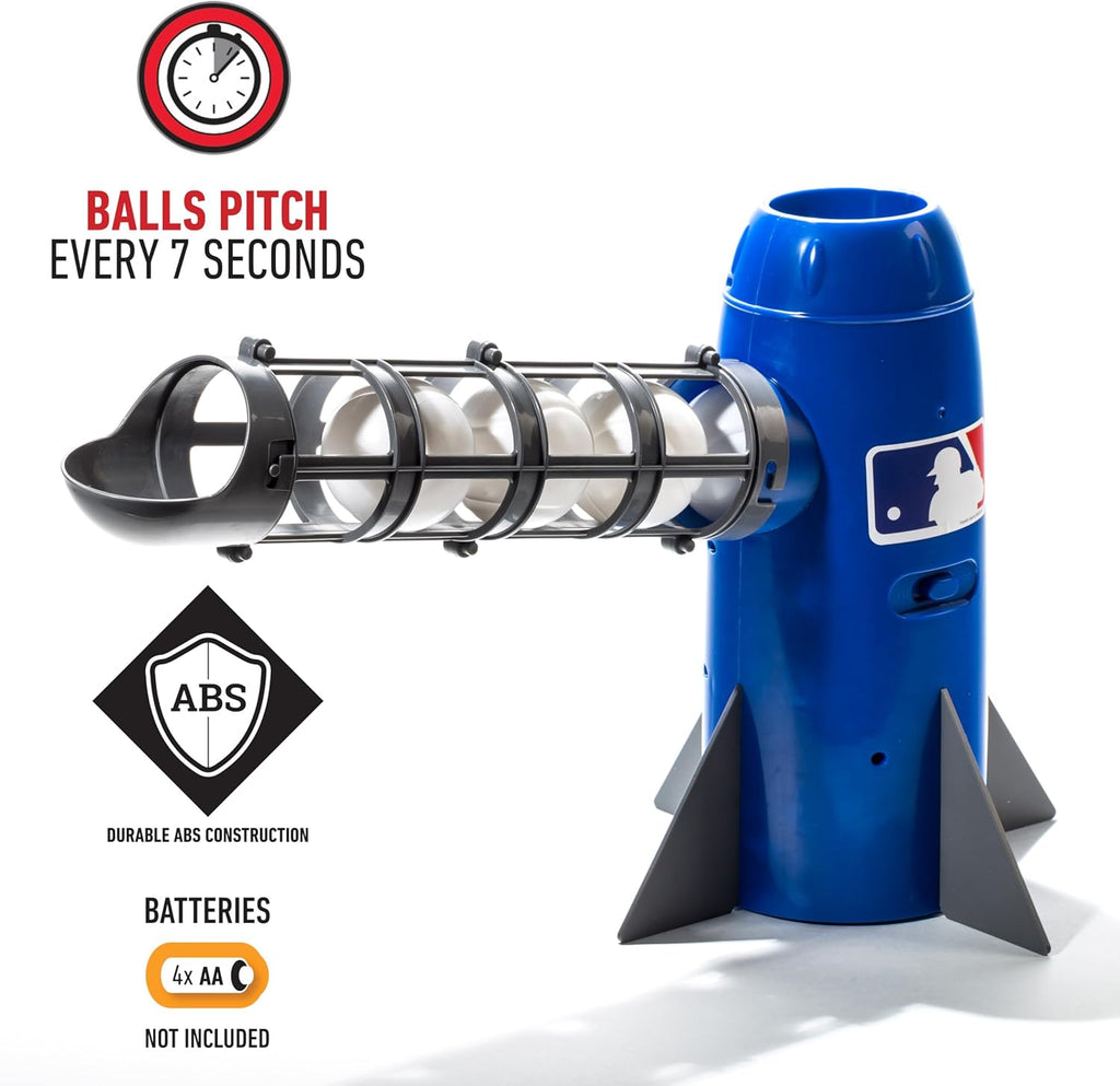 Kids Pitching Machine Baseball Trainer with 5 Plastic Balls and Bat O9713