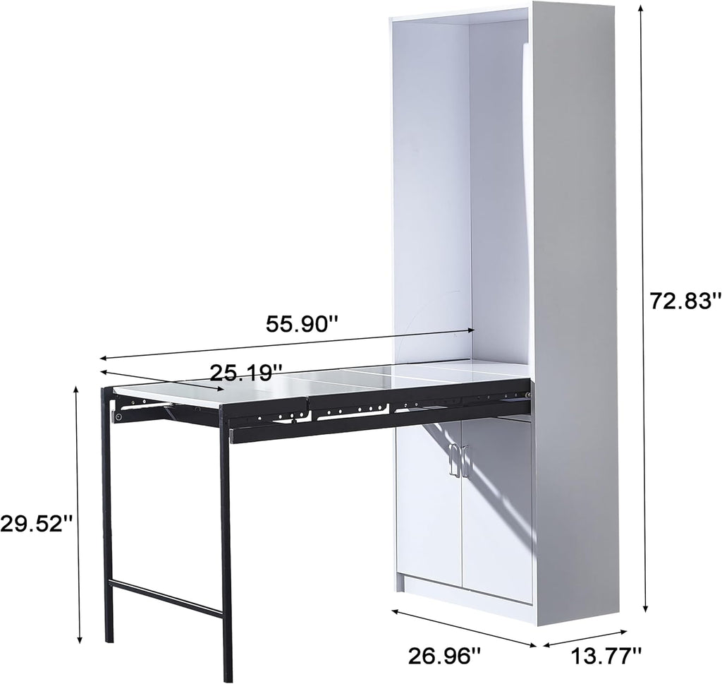 Wall Mounted Fold Out Desk with Storage, White C725