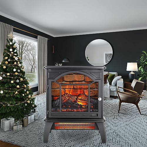 1500W Infrared Freestanding Electric Fireplace Heater with Remote V472