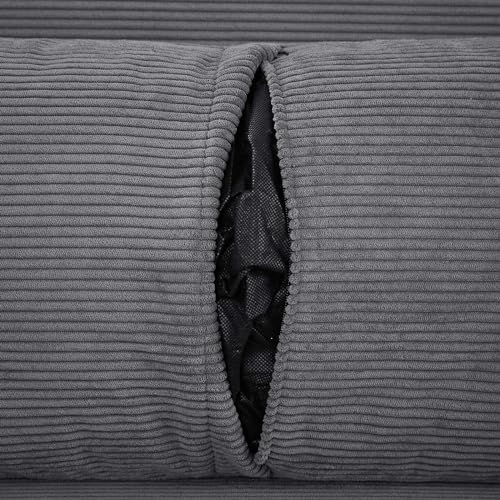 Sleeper Sofa Couch Bed with USB Ports, 57" Corduroy Convertible Futon, Grey S414699