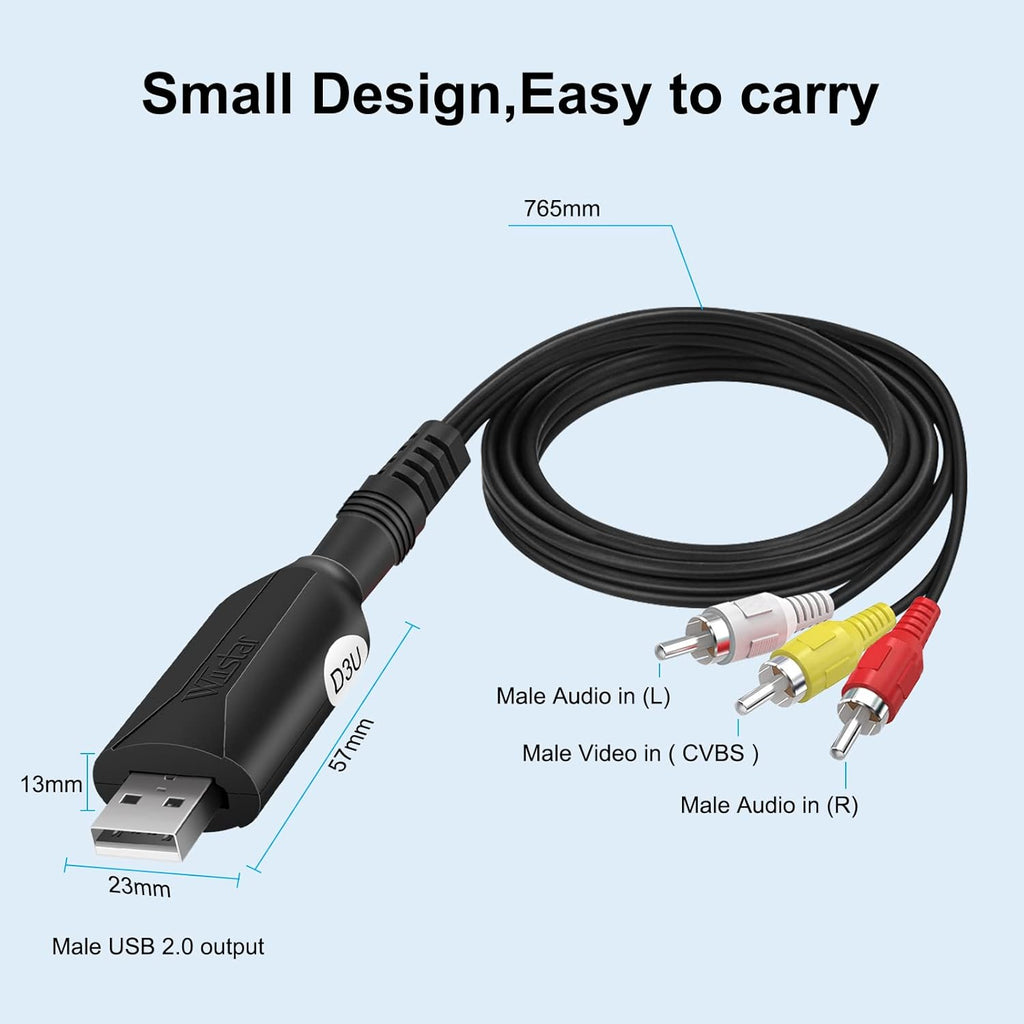 USB 2.0 AV RCA Video Audio Capture Card Adapter for VHS VCR to DVD Converter T5218