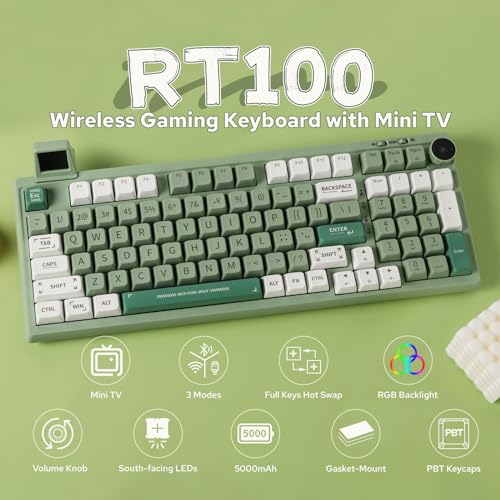 97 Keys Gasket Mechanical Keyboard with Customizable Display Screen, Knob, Hot Swappable U577