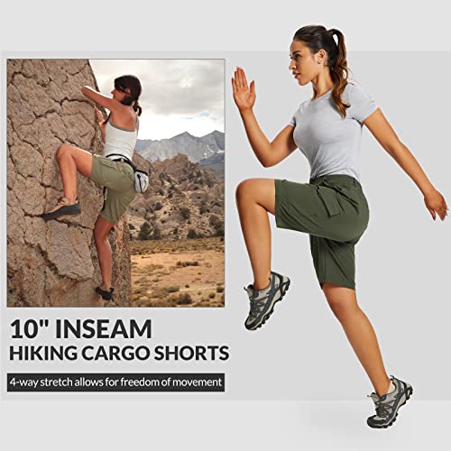 Women's Hiking Cargo Shorts 10" Quick Dry with Pockets A548993