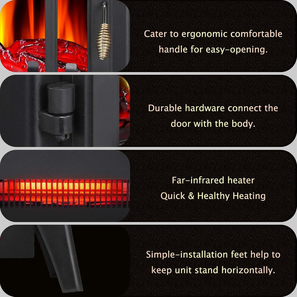 3D Infrared Electric Fireplace Heater, Freestanding, Adjustable Brightness Y15676
