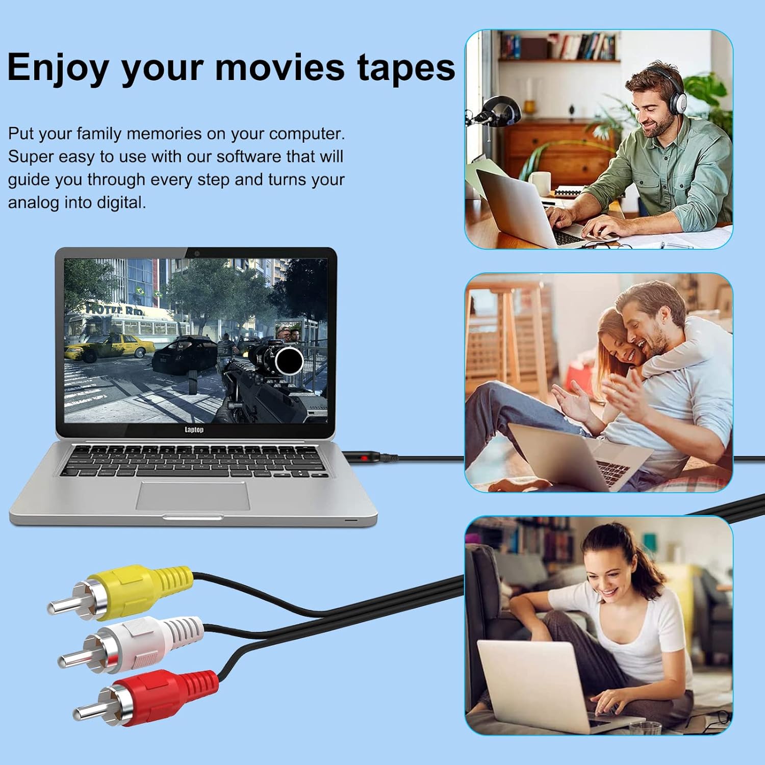USB Video Capture Card for VHS VCR to Digital Converter E9016