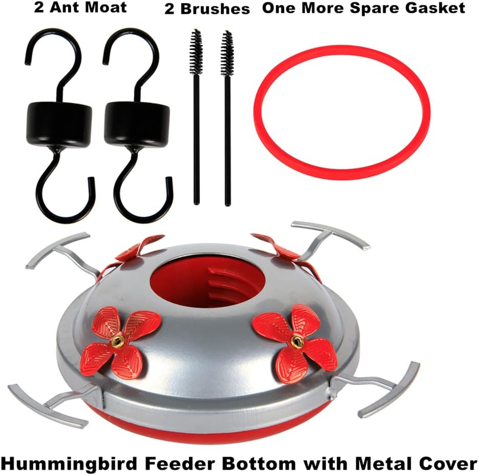 Hummingbird Feeder Bottom Replacement Parts Set with Seal Rings, Hooks and Brushes U72665
