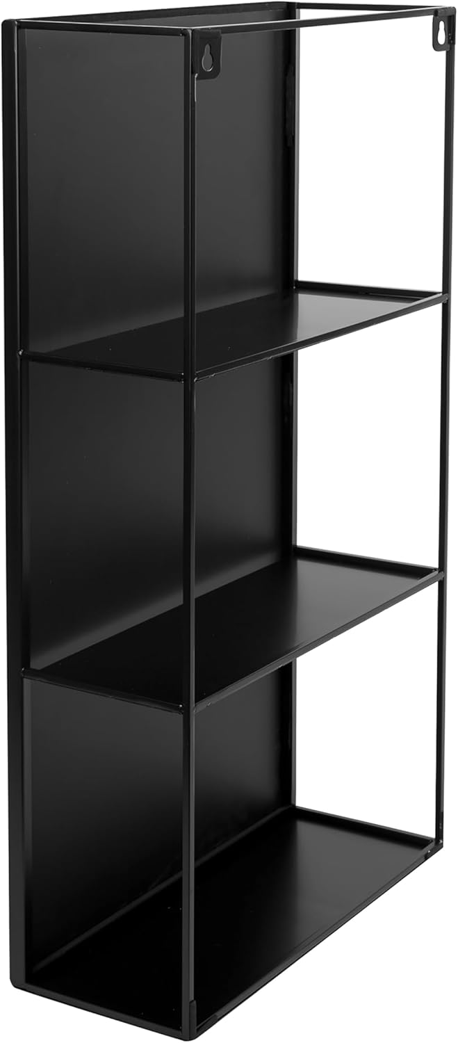 Black Metal Bathroom Mirror Storage Cabinet with 3 Shelves G8110