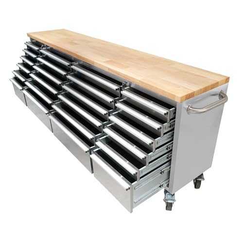 72 inch Mobile Tool Chest with 15 Drawers and Locking Wheels B161