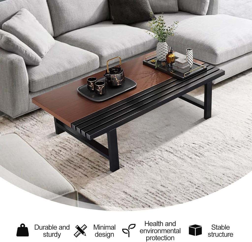 Japanese Floor Table 39.4in Rectangular Low Coffee Table for Living Room B57195
