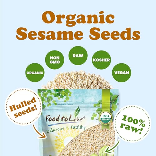 Organic Hulled Sesame Seeds, 1 Pound, Raw, Non-GMO, Vegan F943