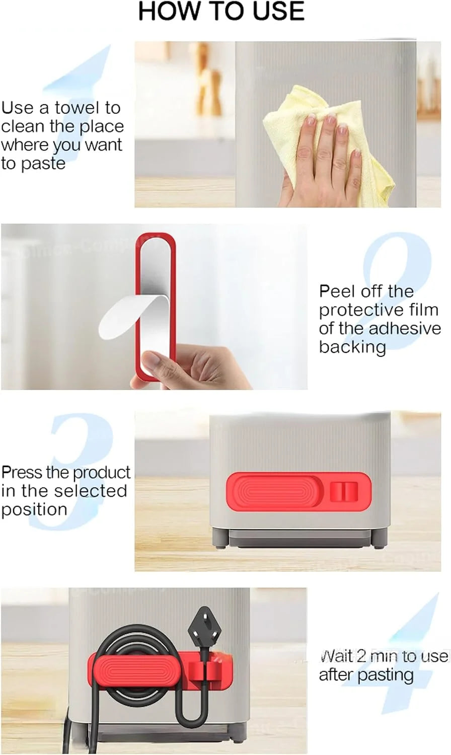 Adhesive Cord Wrapper for Kitchen Appliances, 4-Pack Y720