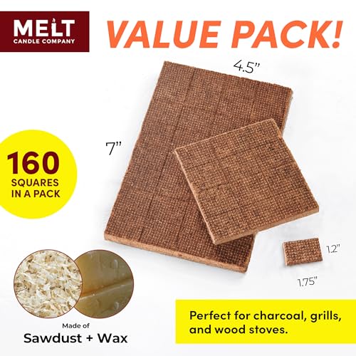 Fire Starter Squares, 160 pcs for Campfire, Grill, Fire Pit, BBQ Z662